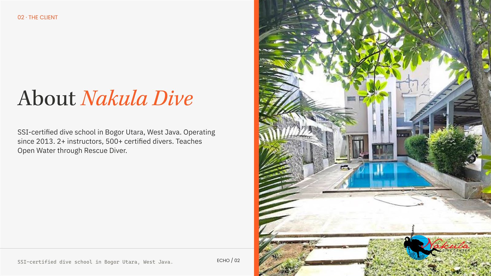Nakula Dive Center case study, slide 2 of 14