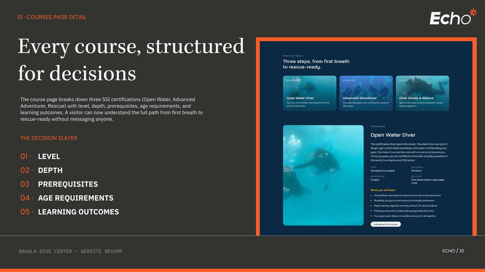 Nakula Dive Center case study, slide 10 of 14