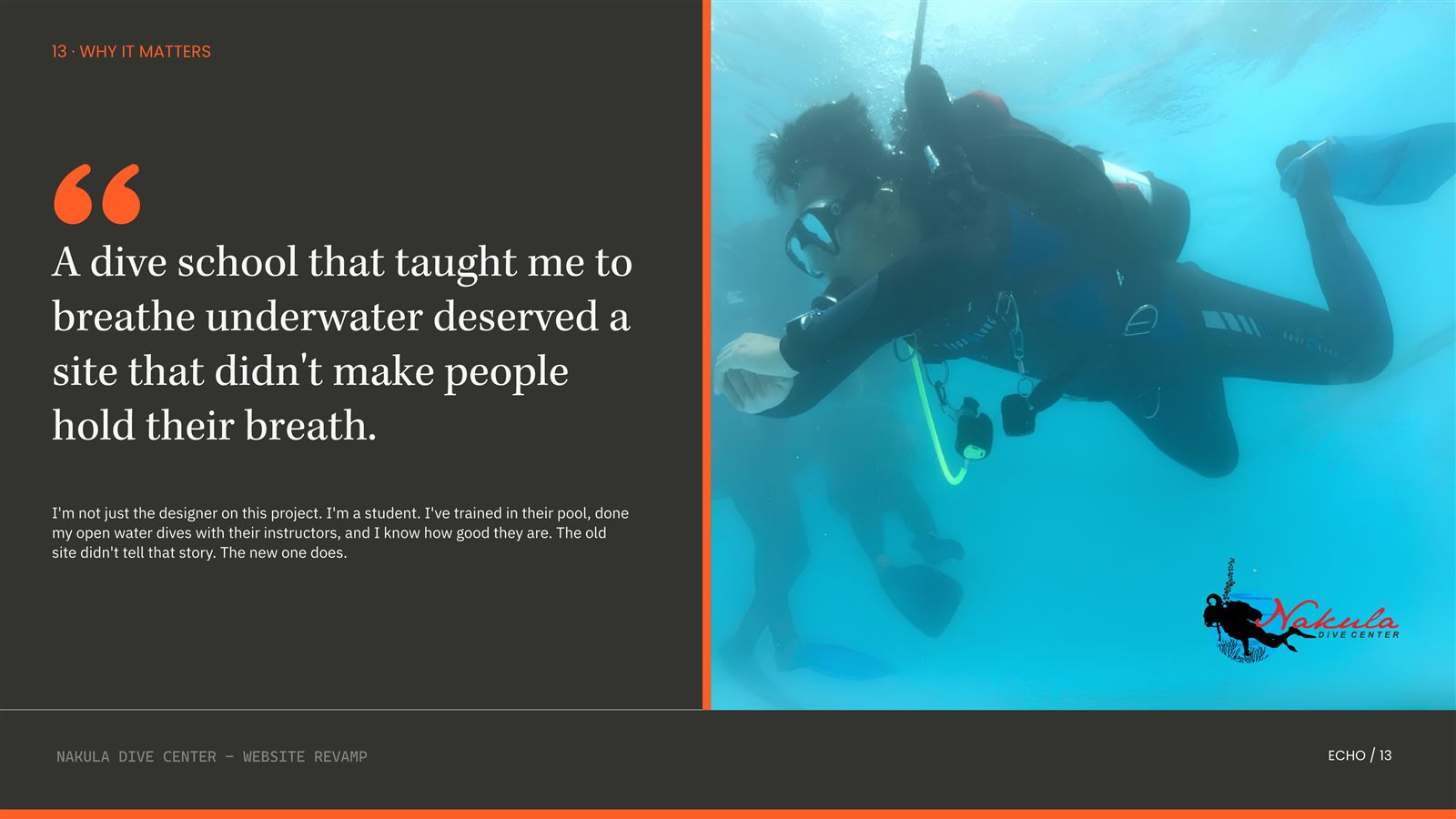 Nakula Dive Center case study, slide 13 of 14